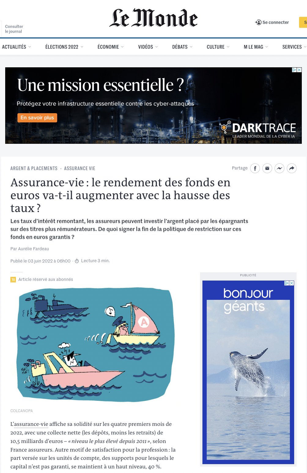 SeaBird dans la presse - Le Monde "Assurance-vie : le rendement des fonds en euros va-t-il augmenter avec la hausse des taux ?"