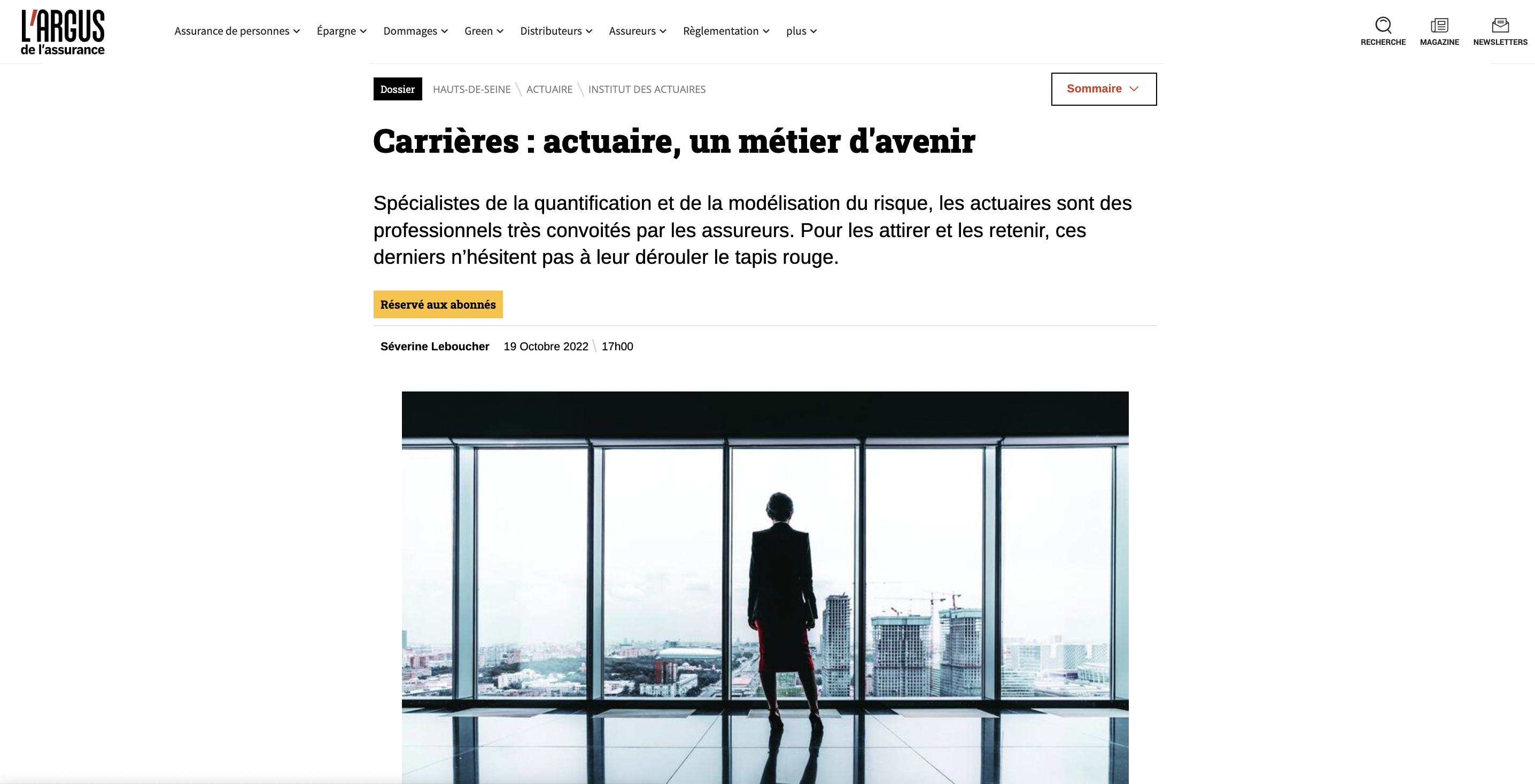 L’Argus de l’Assurance – Carrières : actuaire, un métier d'avenir - SeaBird dans la presse