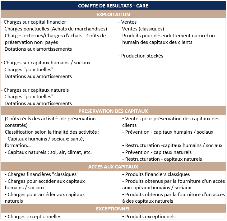 Comptabilité extra-financière - Modèle CARE Compte de résultats