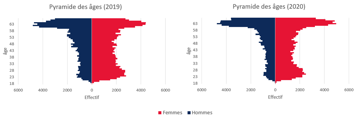 Pyramide des ages - Impact de la pandémie Covid-19 et du 100% santé sur les contrats santé individuels