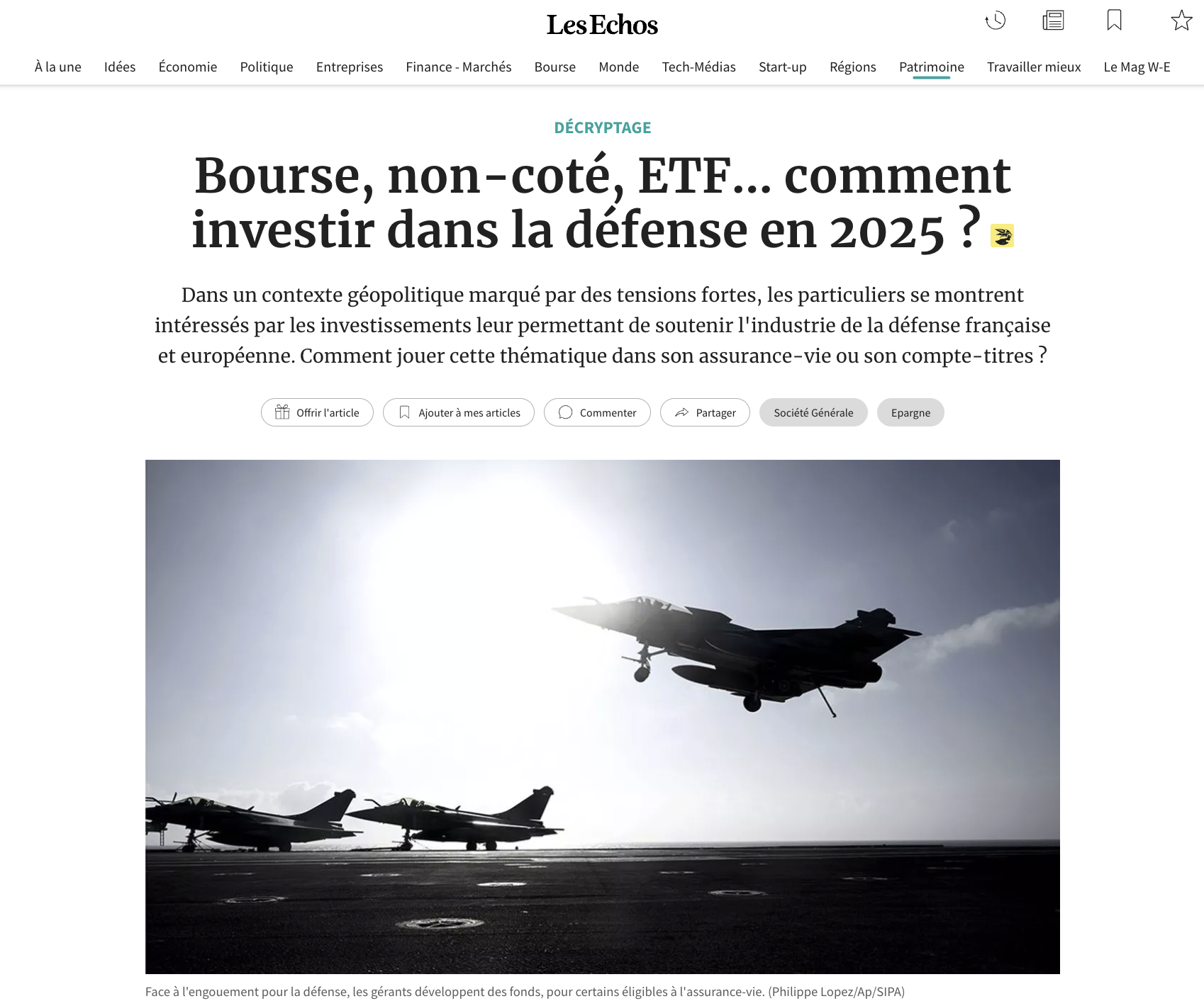 SeaBird dans la presse -Visuel article Les Echos
