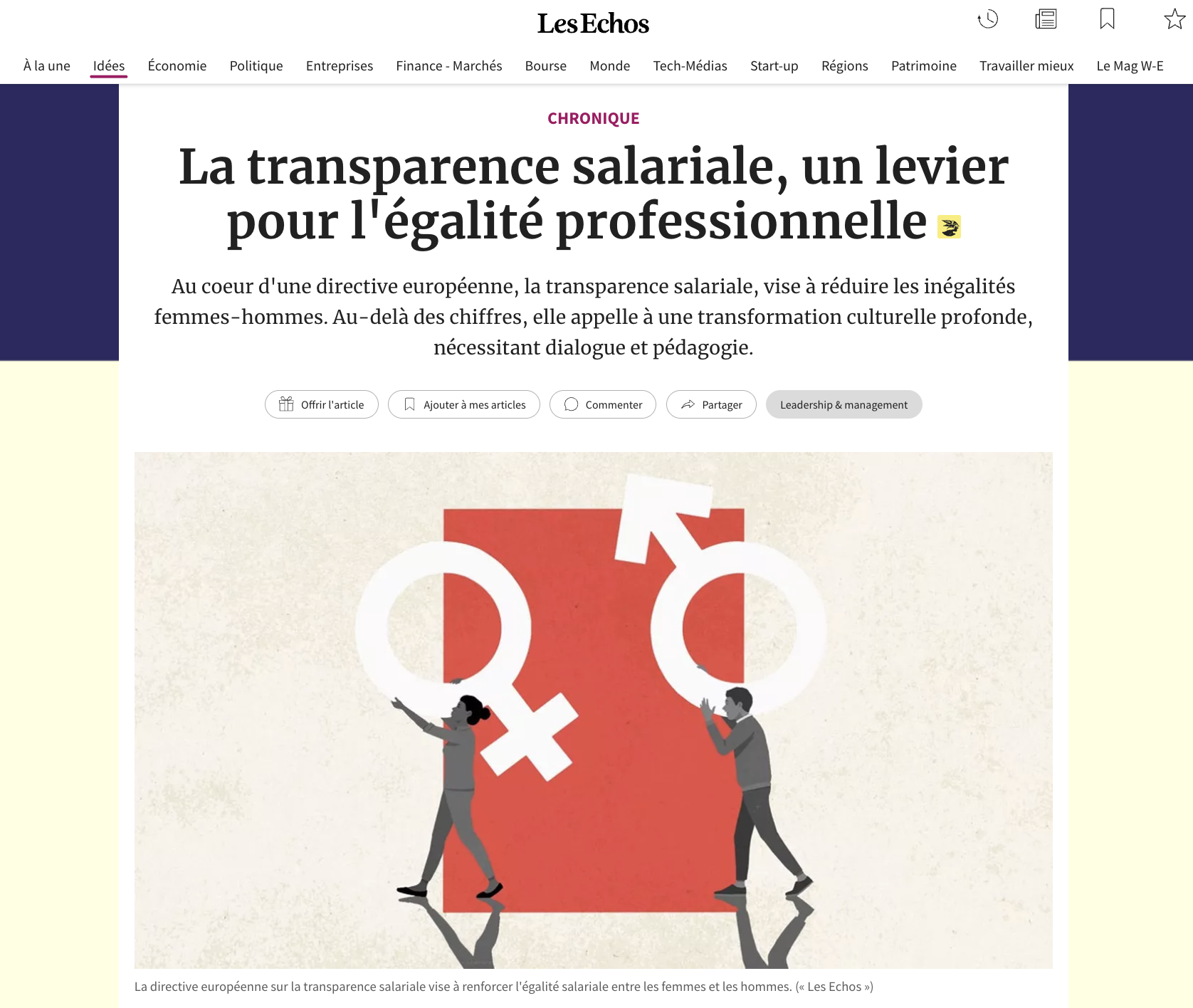 Visuel article des Echos - Tribune de Hélène Koffi