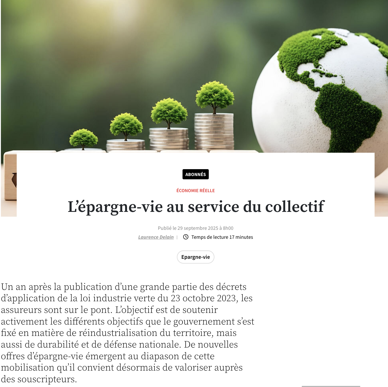 SeaBird dans la presse -Visuel article de La Tribune de l'assurance